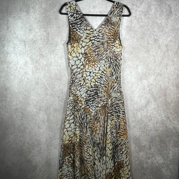 Chris McLaughlin Dress Womens 14 Brown Leopard Print Sleeveless Whimsigoth Fairy - Picture 3 of 10